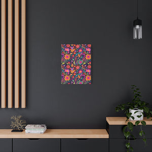 Mexican Floral Fiesta Pattern 059 - 18 in x 24 in Matte Canvas, Stretched, 1.25 in