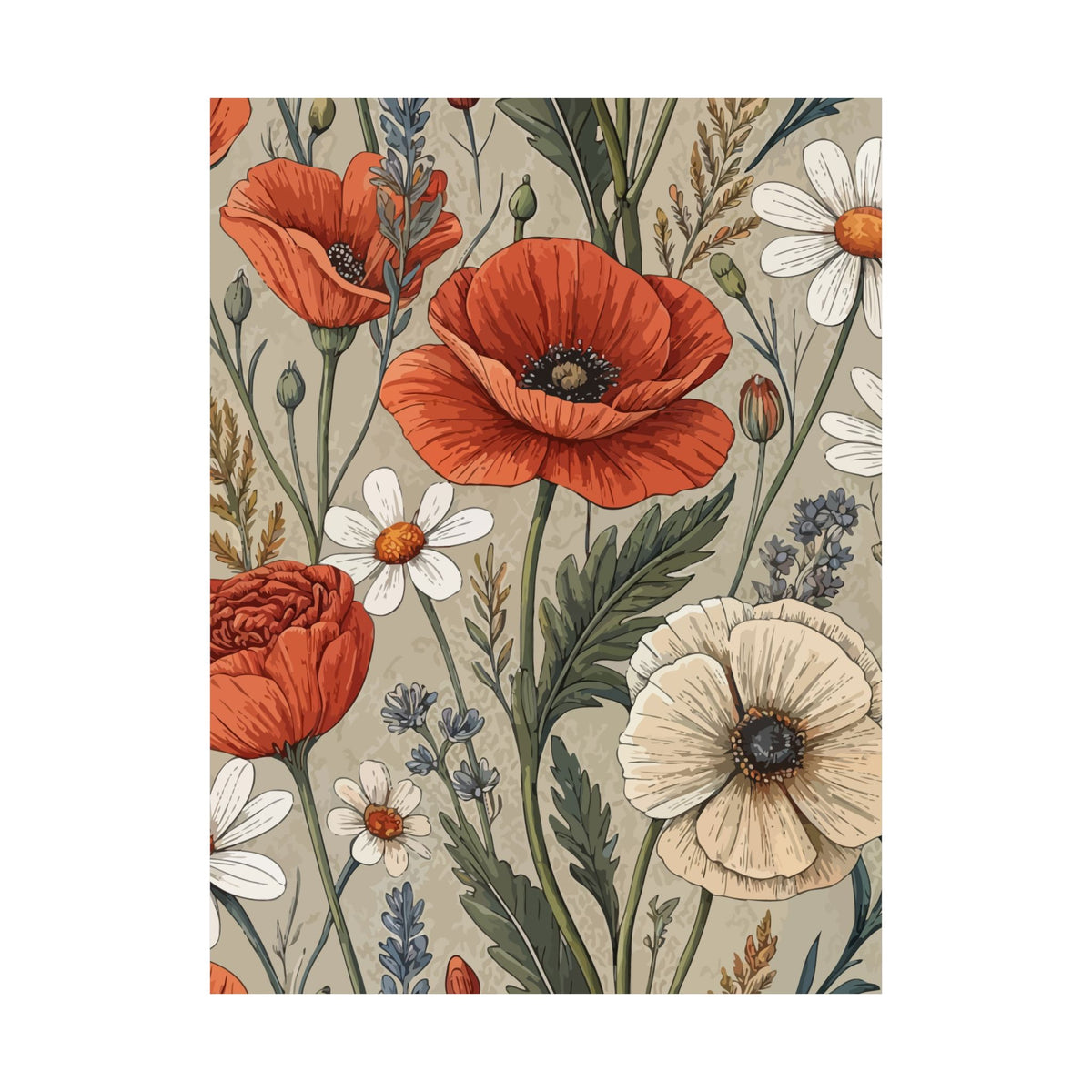 Wildflowers Pattern 020 - 18 in x 24 in Matte Poster