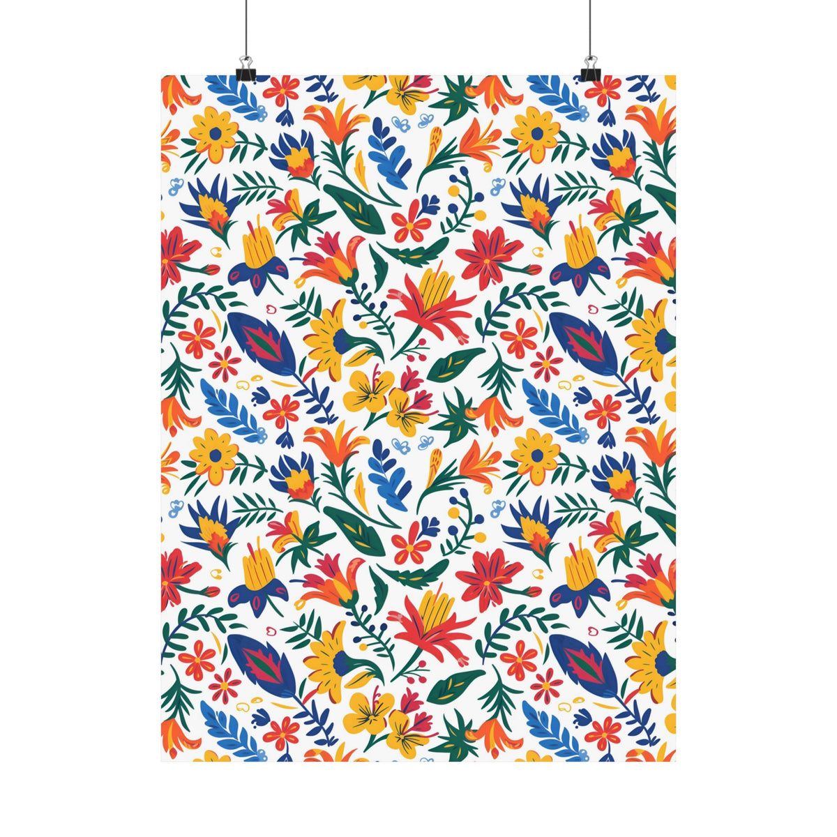 Mexican Floral Fiesta Pattern 021 - 18 in x 24 in Matte Poster