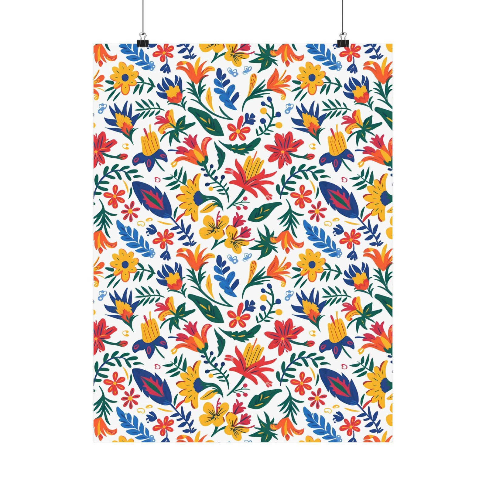 Mexican Floral Fiesta Pattern 021 - 18 in x 24 in Matte Poster