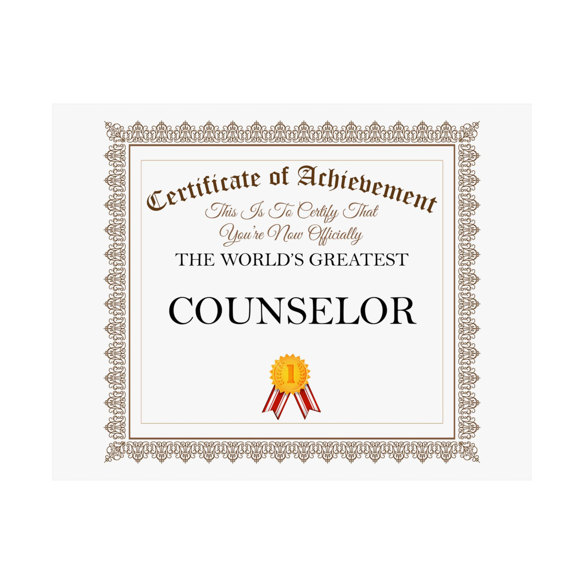 World's Greatest Counselor - 14 in x 11 in Matte Poster