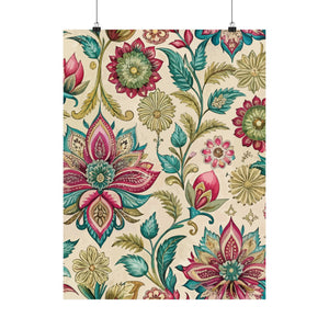 Folk Floral Pattern, Indian Inspired 05 - 18 in x 24 in Matte Poster