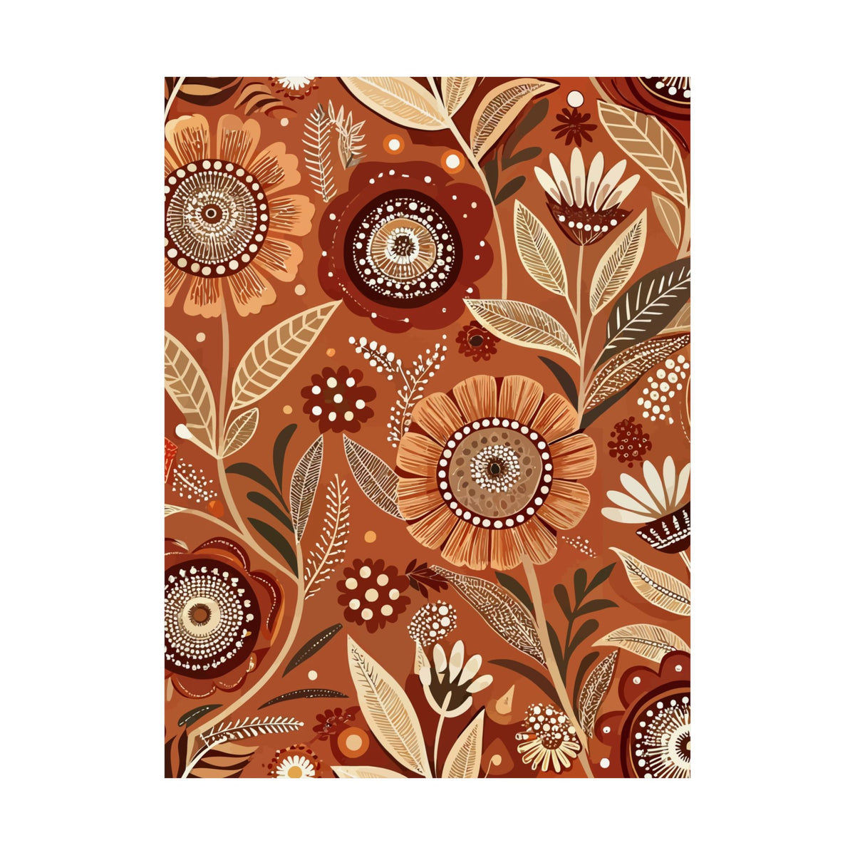 Folk Floral Pattern, Aboriginal Inspired 02 - 18 in x 24 in Matte Poster