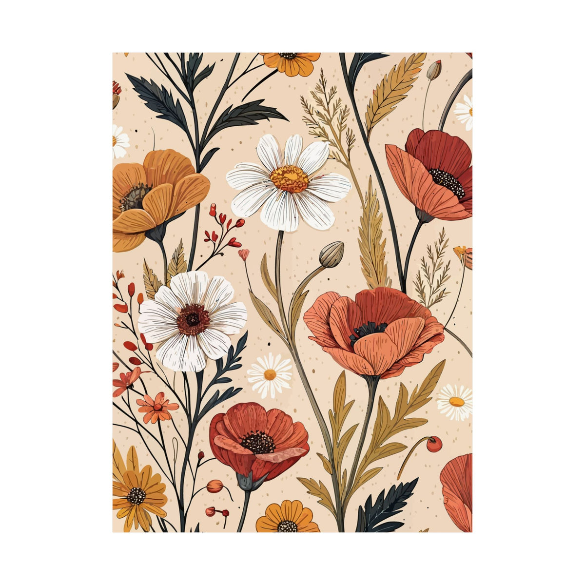 Wildflowers Pattern 033 - 18 in x 24 in Matte Poster