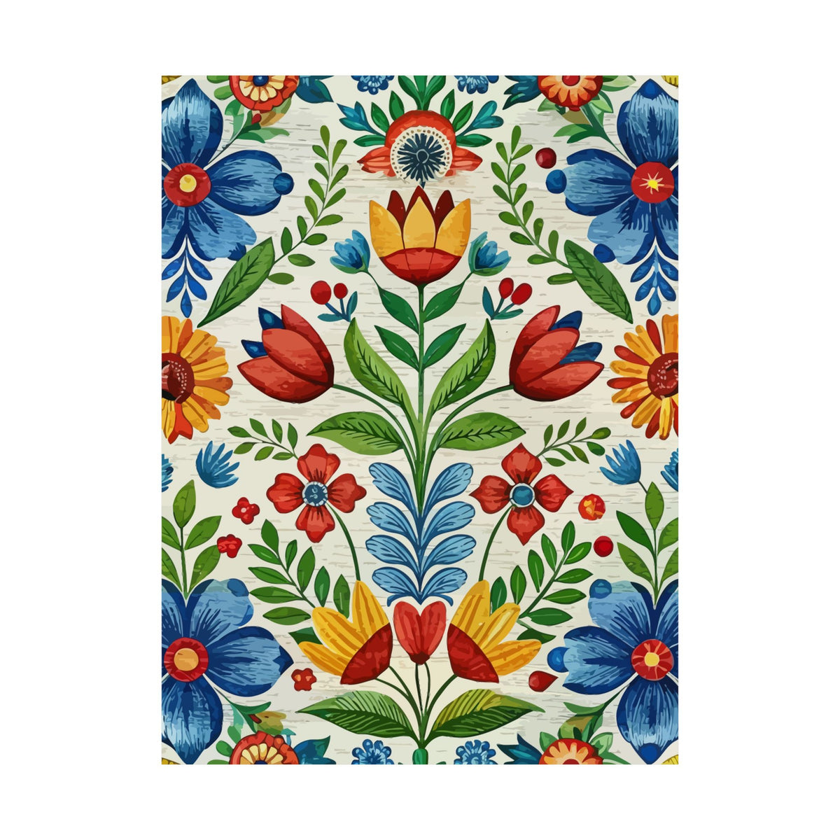Folk Floral Pattern, Swedish Inspired 02 - 18 in x 24 in Matte Poster