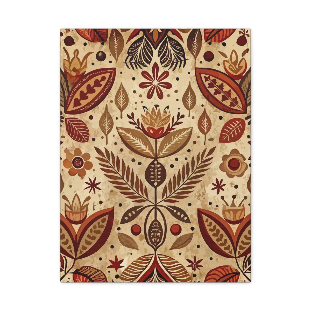 Folk Floral Pattern, Aztec Inspired 01 - 18 in x 24 in Matte Canvas, Stretched, 1.25 in