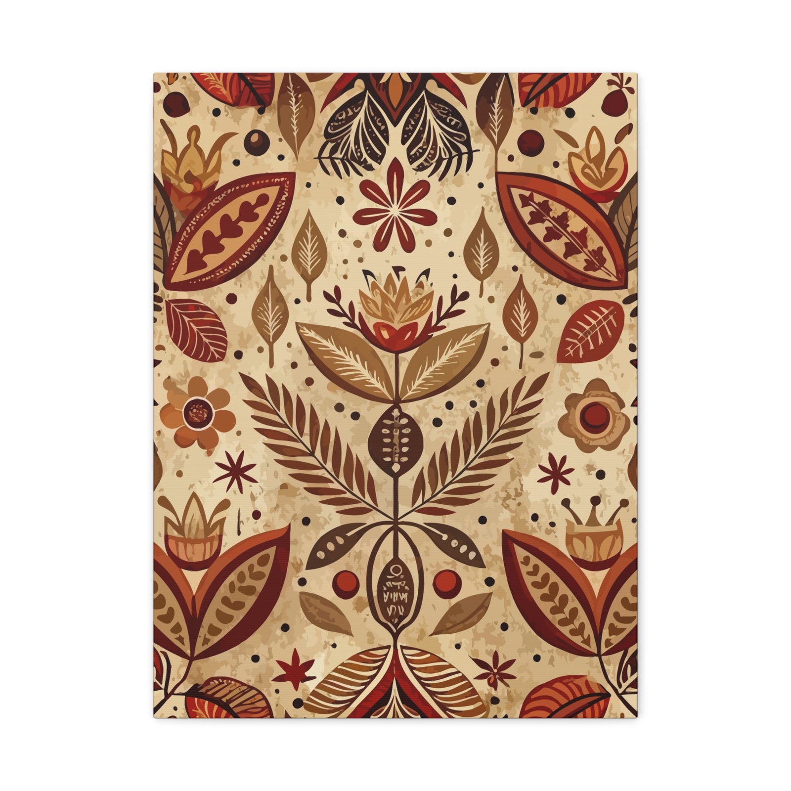 Folk Floral Pattern, Aztec Inspired 01 - 18 in x 24 in Matte Canvas, Stretched, 1.25 in