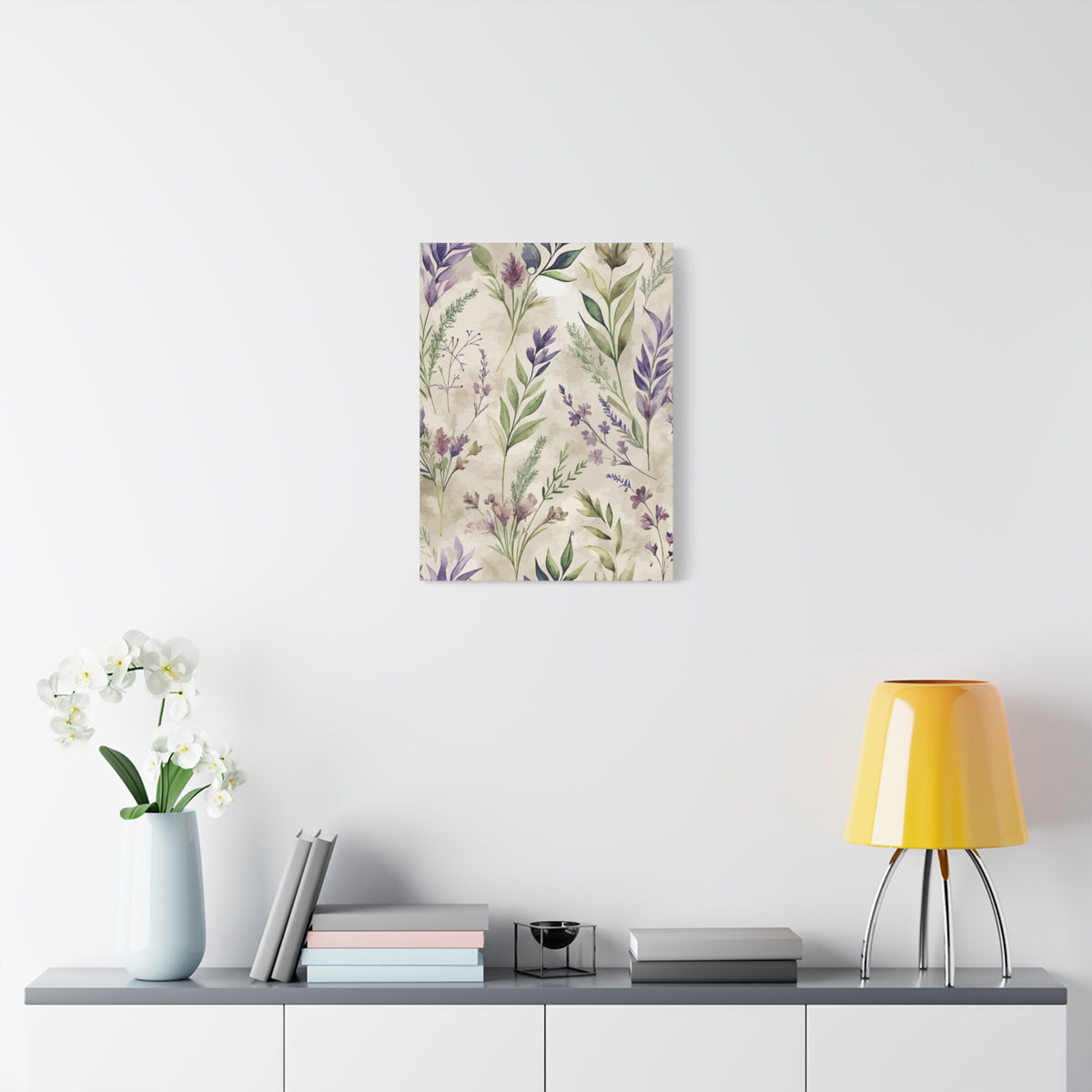 Folk Floral Pattern, French Inspired 01 - 18 in x 24 in Matte Canvas, Stretched, 1.25 in