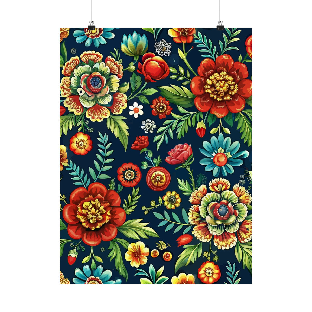 Folk Floral Pattern, Romanian Inspired 02 - 18 in x 24 in Matte Poster