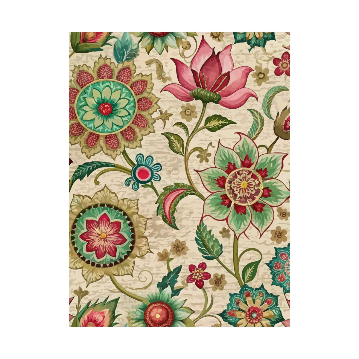 Folk Floral Pattern, Indian Inspired 01 - 18 in x 24 in Matte Poster
