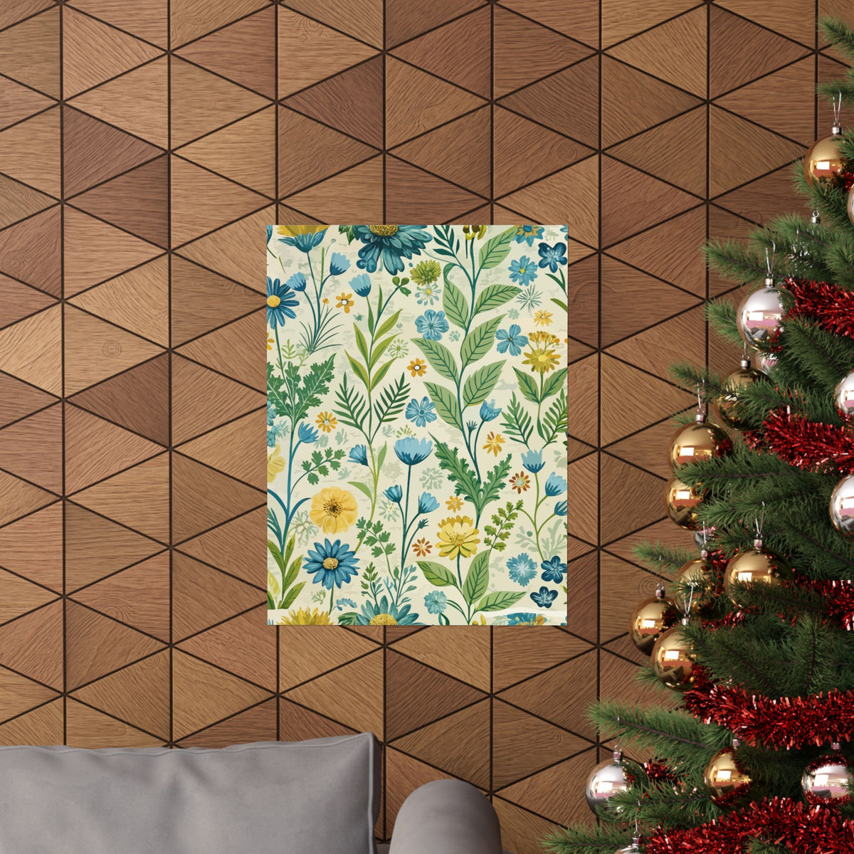 Folk Floral Pattern, Baltic Inspired 01 - 18 in x 24 in Matte Poster