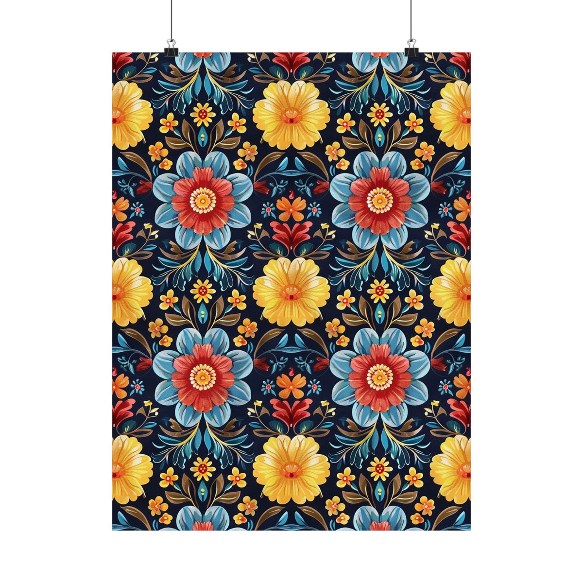 Mexican Floral Fiesta Pattern 046 - 18 in x 24 in Matte Poster