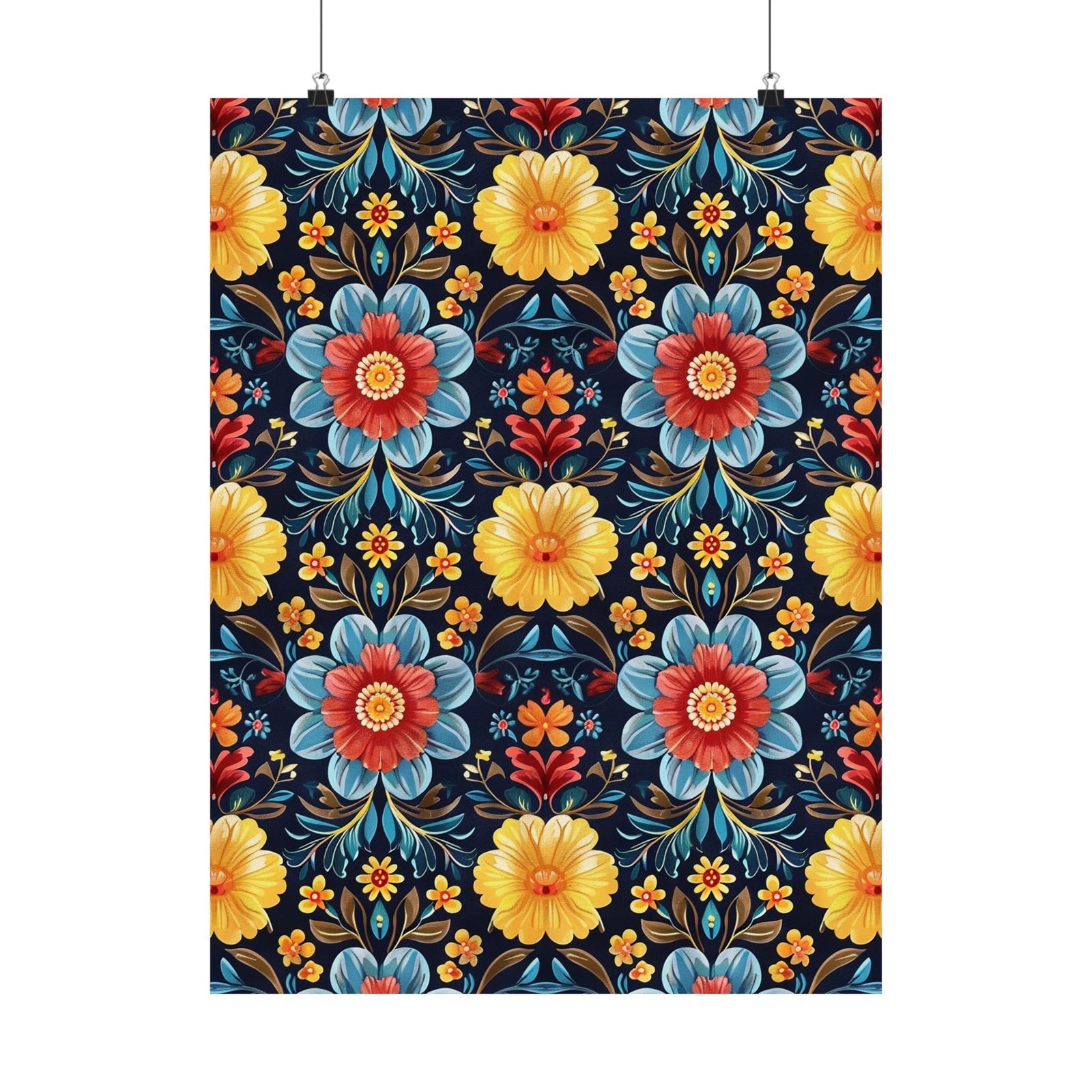 Mexican Floral Fiesta Pattern 046 - 18 in x 24 in Matte Poster