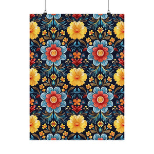 Mexican Floral Fiesta Pattern 046 - 18 in x 24 in Matte Poster
