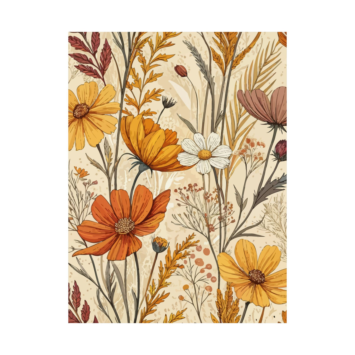 Wildflowers Pattern 019 - 18 in x 24 in Matte Poster