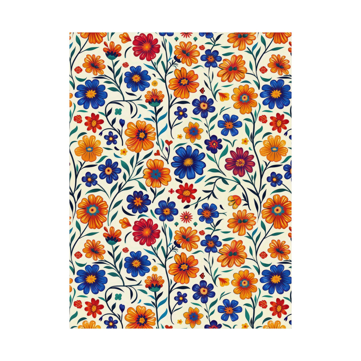 Mexican Floral Fiesta Pattern 001 - 18 in x 24 in Matte Poster