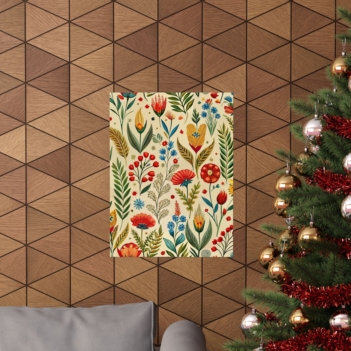 Folk Floral Pattern, Bulgarian Inspired 02 - 18 in x 24 in Matte Poster
