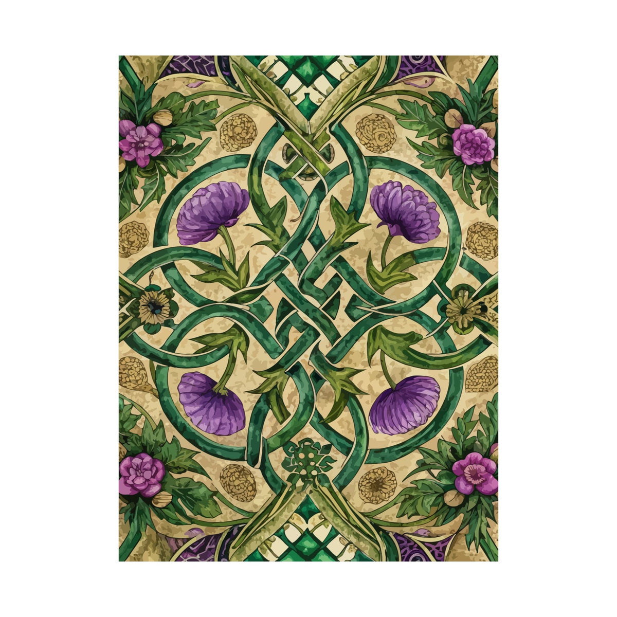 Folk Floral Pattern, Celtic Inspired 04 - 18 in x 24 in Matte Poster