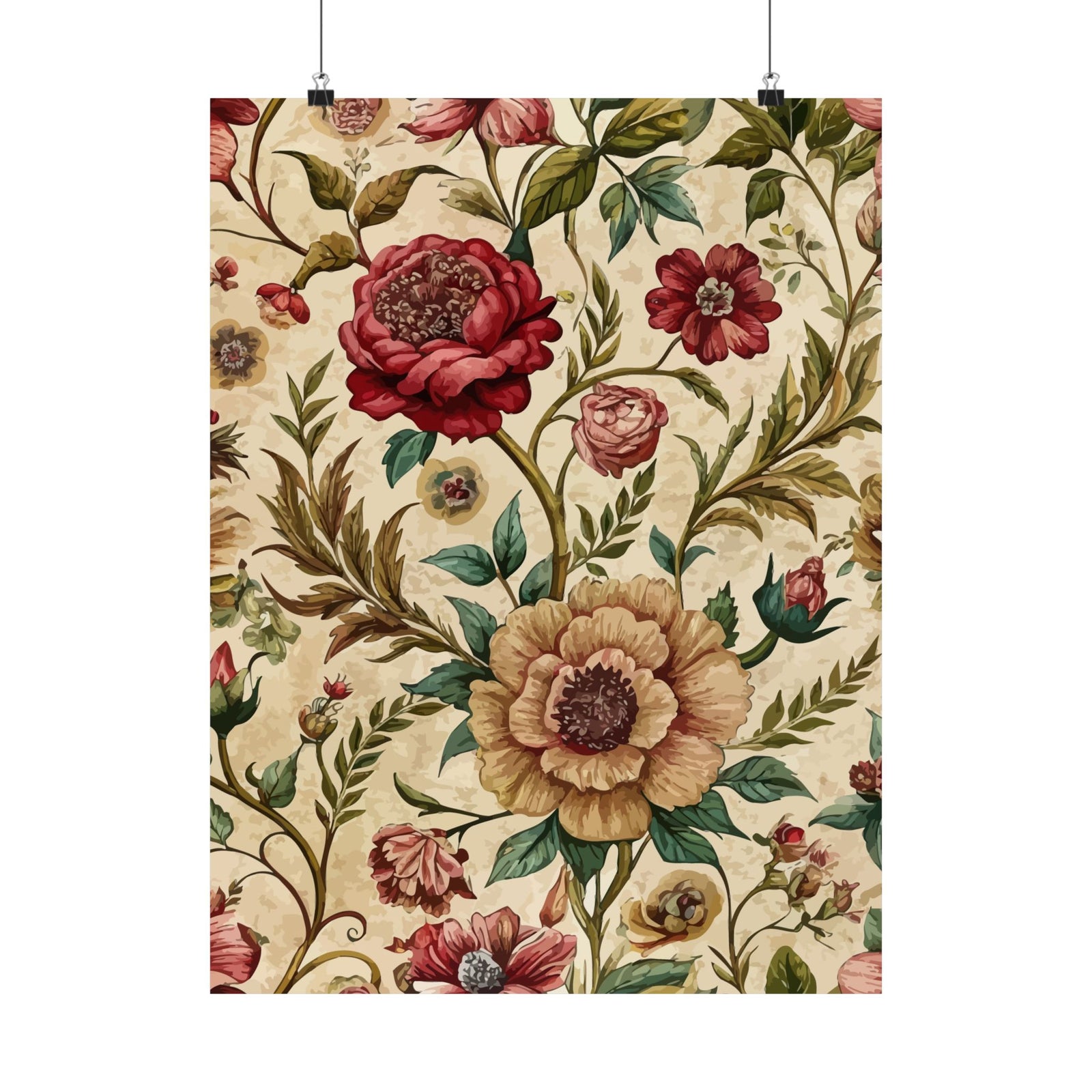 Folk Floral Pattern, Iranian Inspired 04 - 18 in x 24 in Matte Poster