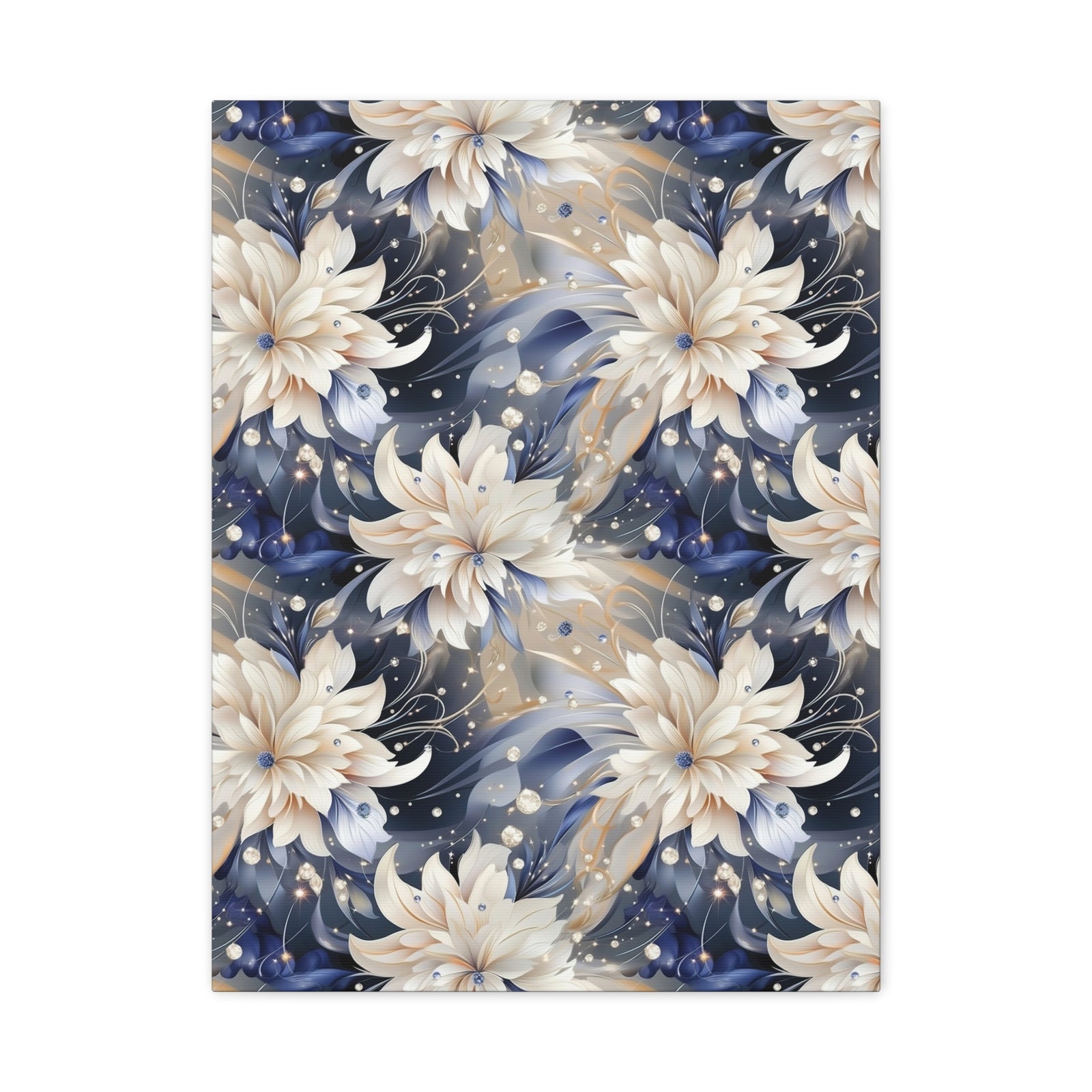 Nocturnal Bloom Pattern 003 - 18 in x 24 in Matte Canvas, Stretched, 1.25 in