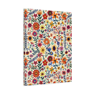 Mexican Floral Fiesta Pattern 011 - 18 in x 24 in Matte Canvas, Stretched, 1.25 in