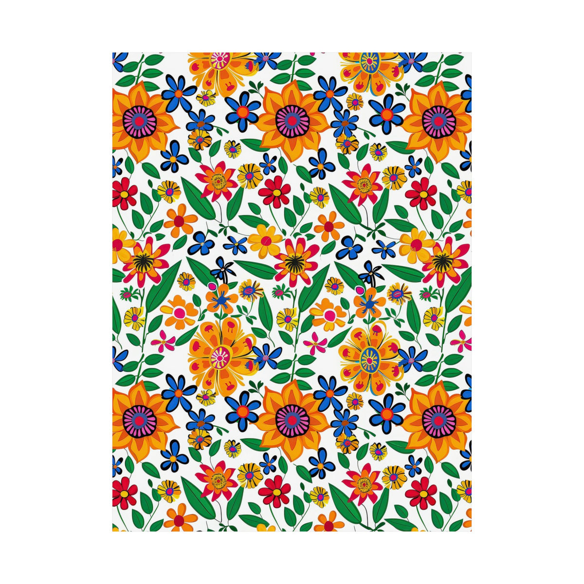 Mexican Floral Fiesta Pattern 007 - 18 in x 24 in Matte Poster