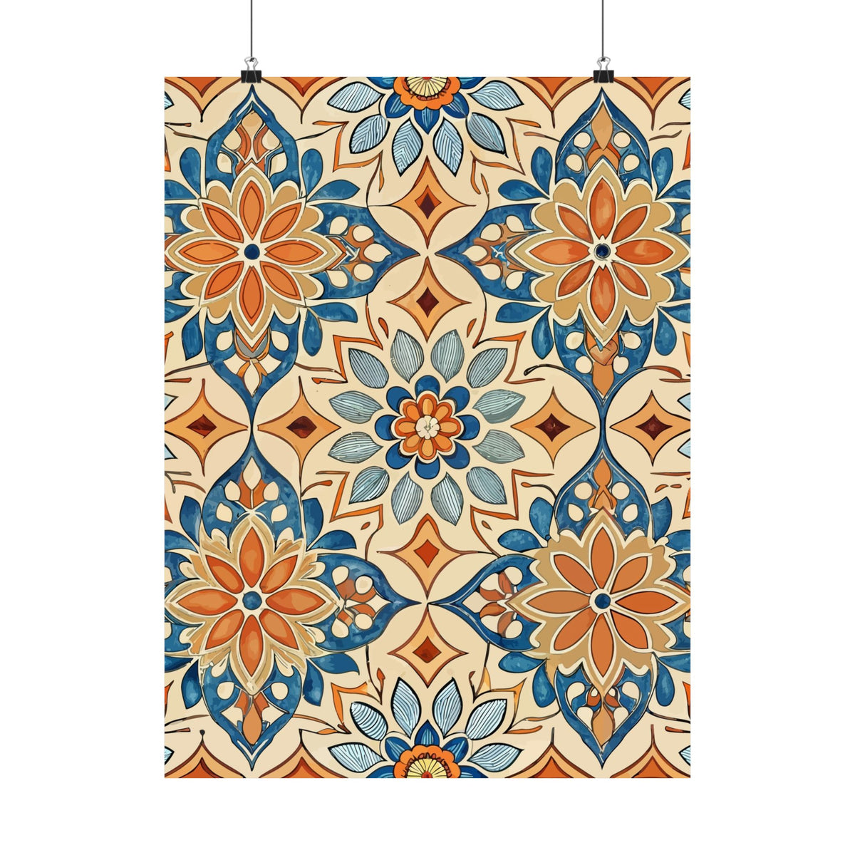 Folk Floral Pattern, Moroccan Inspired 08 - 18 in x 24 in Matte Poster