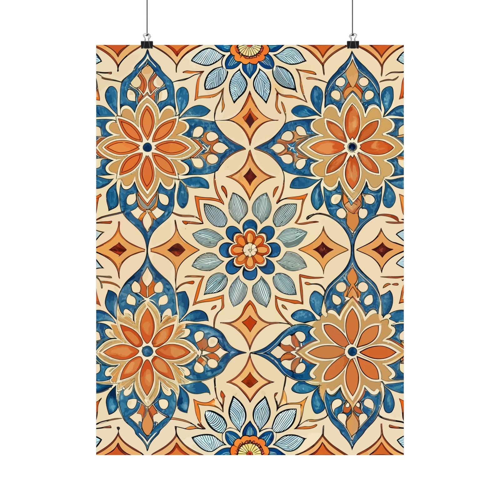 Folk Floral Pattern, Moroccan Inspired 08 - 18 in x 24 in Matte Poster
