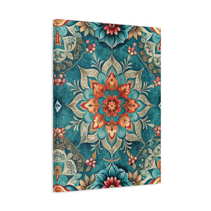 Folk Floral Pattern, Moroccan Inspired 04 - 18 in x 24 in Matte Canvas, Stretched, 1.25 in