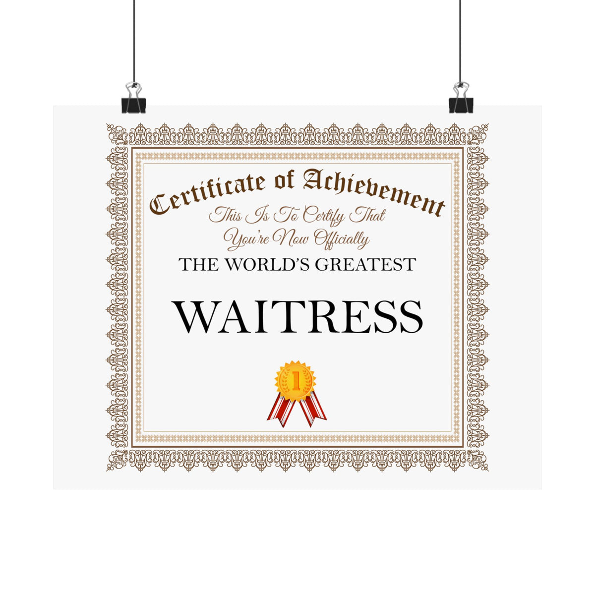 World's Greatest Waitress - 14 in x 11 in Matte Poster