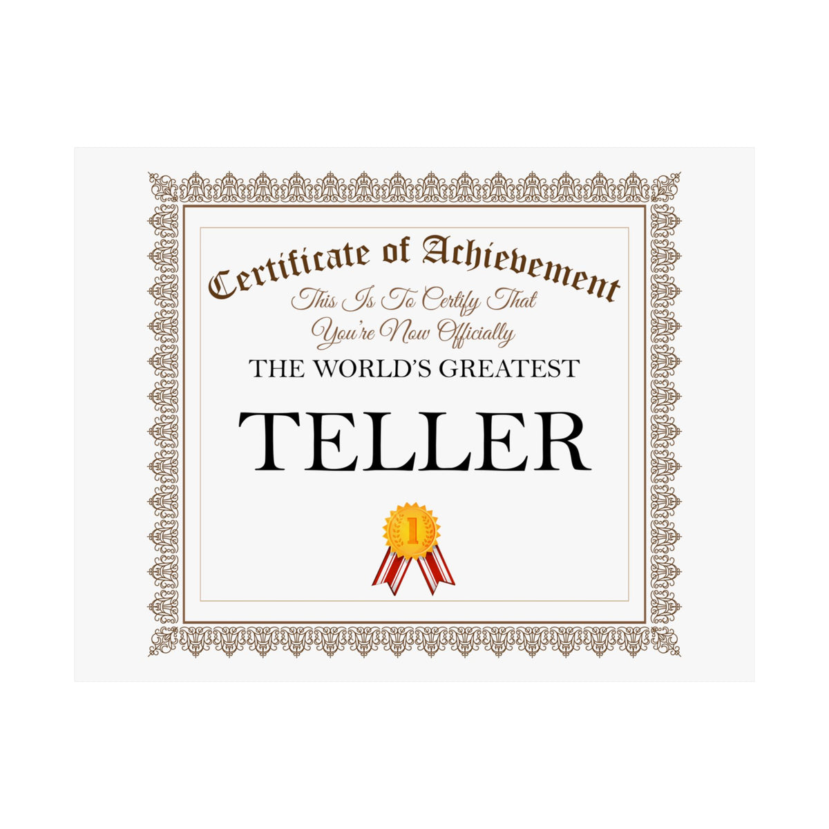 World's Greatest Teller - 14 in x 11 in Matte Poster
