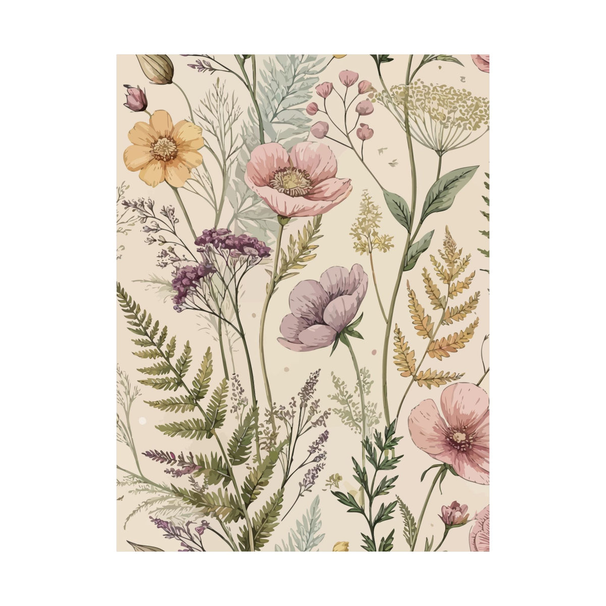 Wildflowers Pattern 052 - 18 in x 24 in Matte Poster