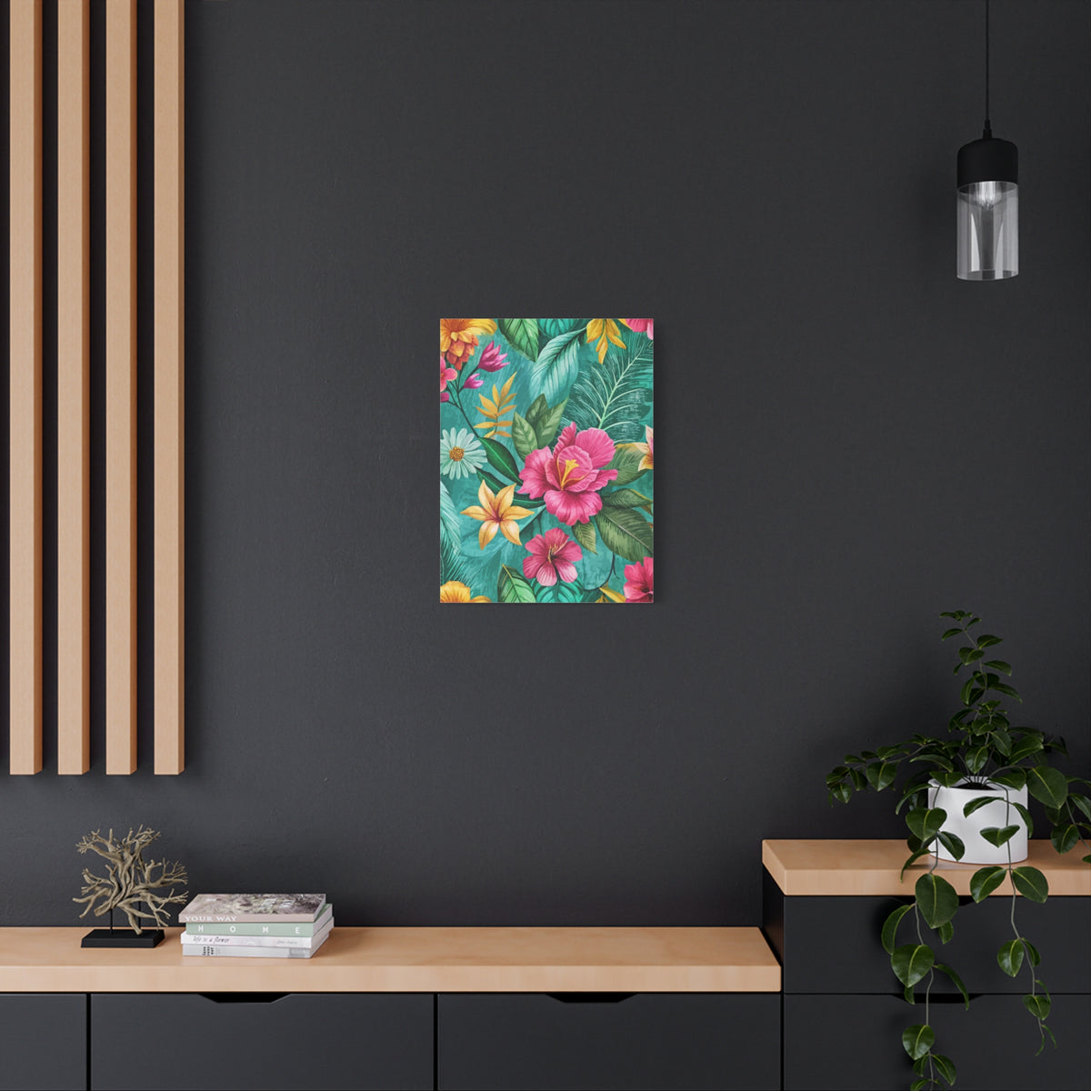 Folk Floral Pattern, South American Inspired 02 - 18 in x 24 in Matte Canvas, Stretched, 1.25 in