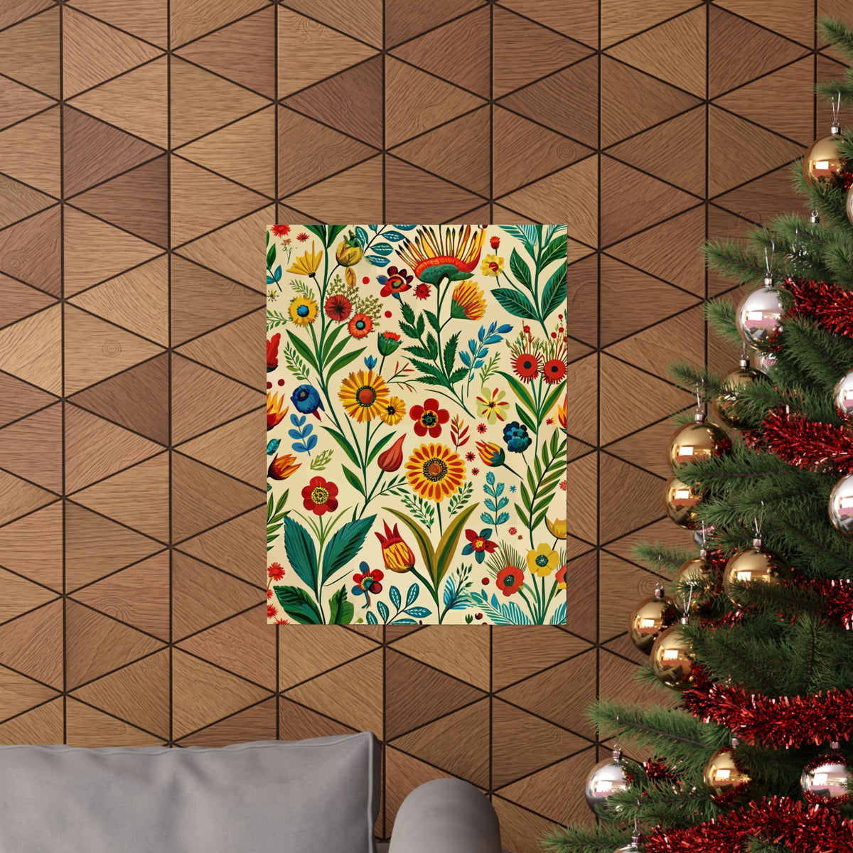 Folk Floral Pattern, Bulgarian Inspired 01 - 18 in x 24 in Matte Poster