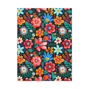 Mexican Floral Fiesta Pattern 054 - 18 in x 24 in Matte Canvas, Stretched, 1.25 in