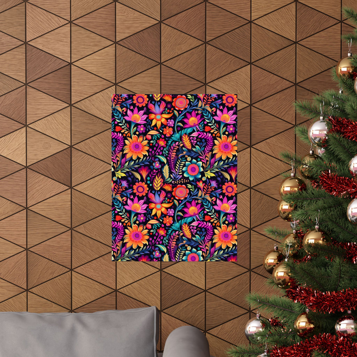 Mexican Floral Fiesta Pattern 059 - 18 in x 24 in Matte Poster