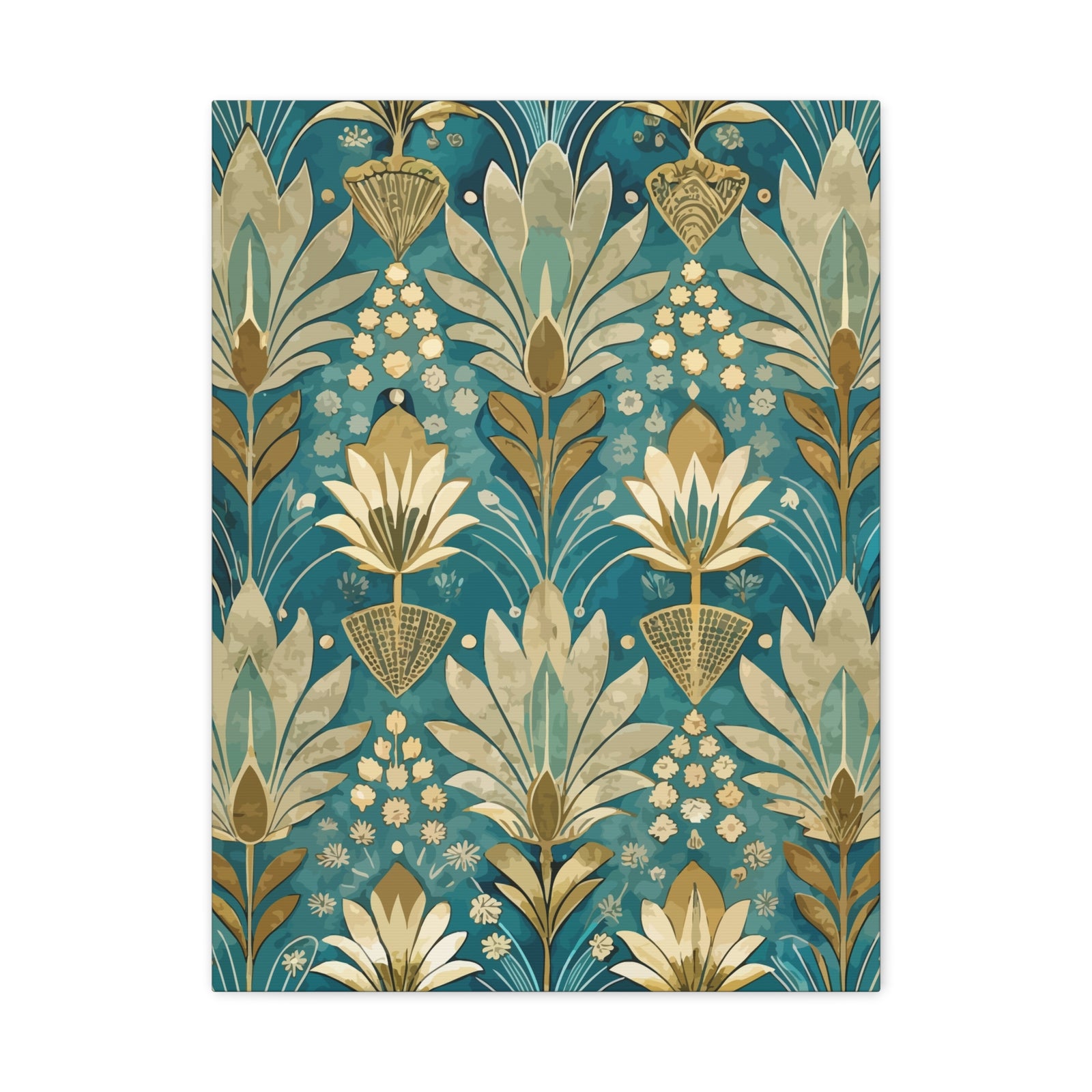 Folk Floral Pattern, Egyptian Inspired 02 - 18 in x 24 in Matte Canvas, Stretched, 1.25 in