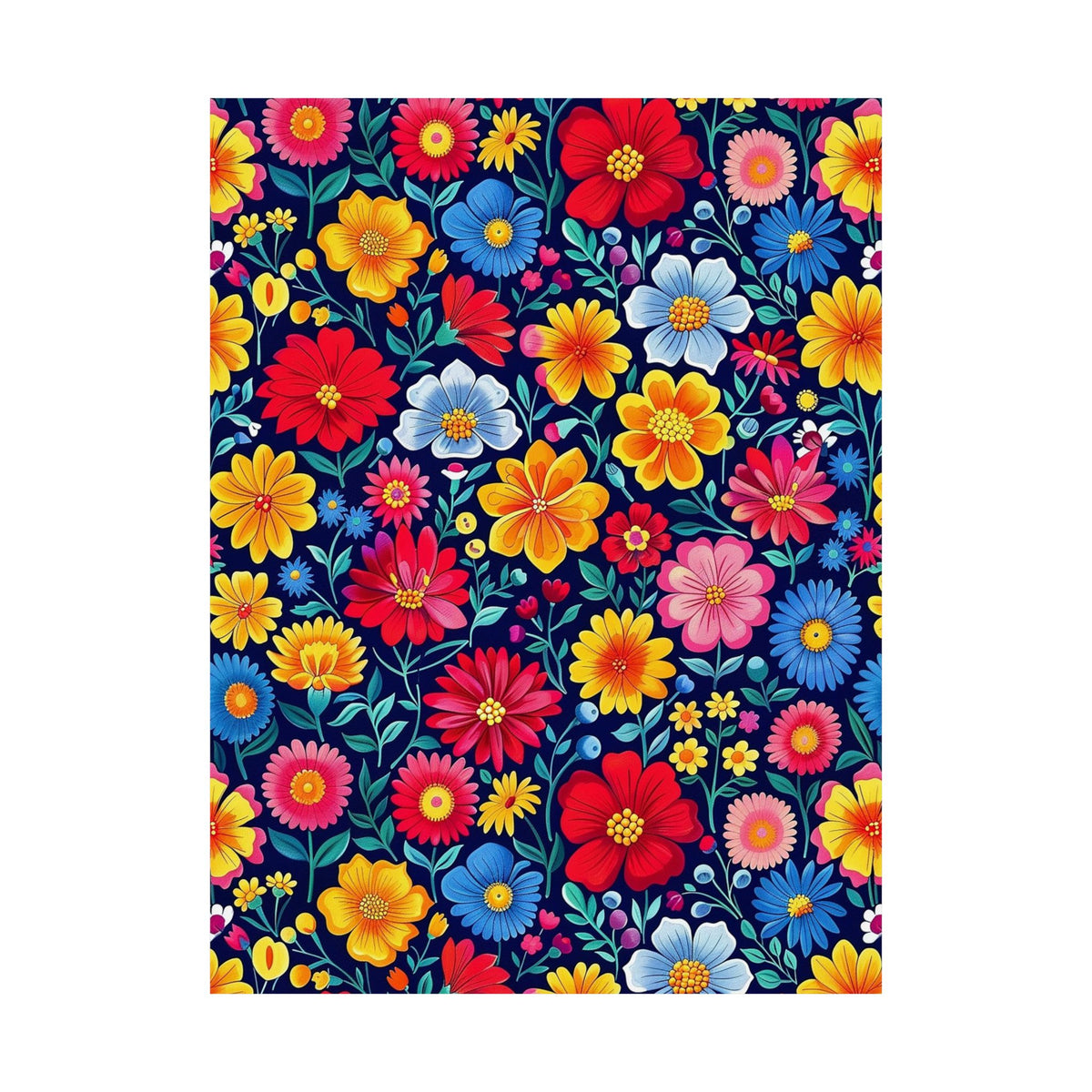 Mexican Floral Fiesta Pattern 048 - 18 in x 24 in Matte Poster