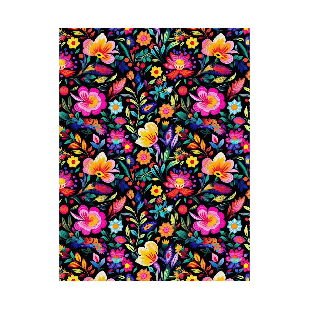 Mexican Floral Fiesta Pattern 031 - 18 in x 24 in Matte Poster