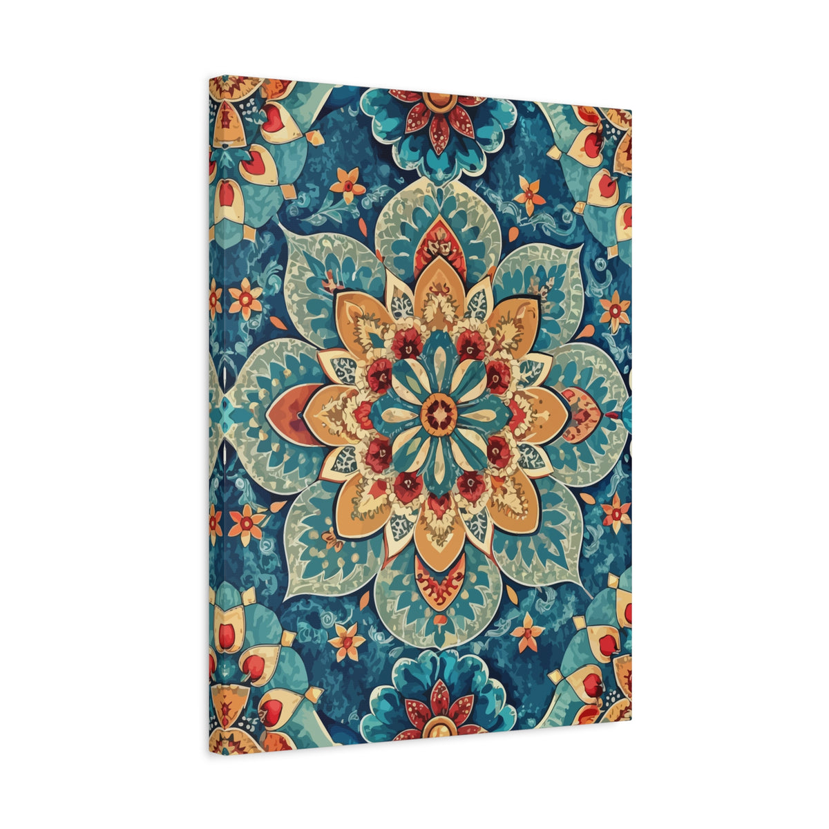 Folk Floral Pattern, Moroccan Inspired 05 - 18 in x 24 in Matte Canvas, Stretched, 1.25 in