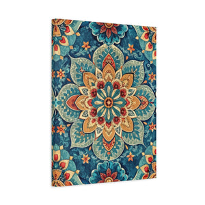 Folk Floral Pattern, Moroccan Inspired 05 - 18 in x 24 in Matte Canvas, Stretched, 1.25 in