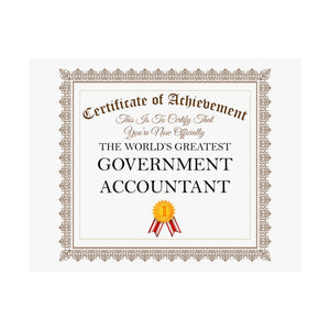 World's Greatest Government Accountant - 14 in x 11 in Matte Poster
