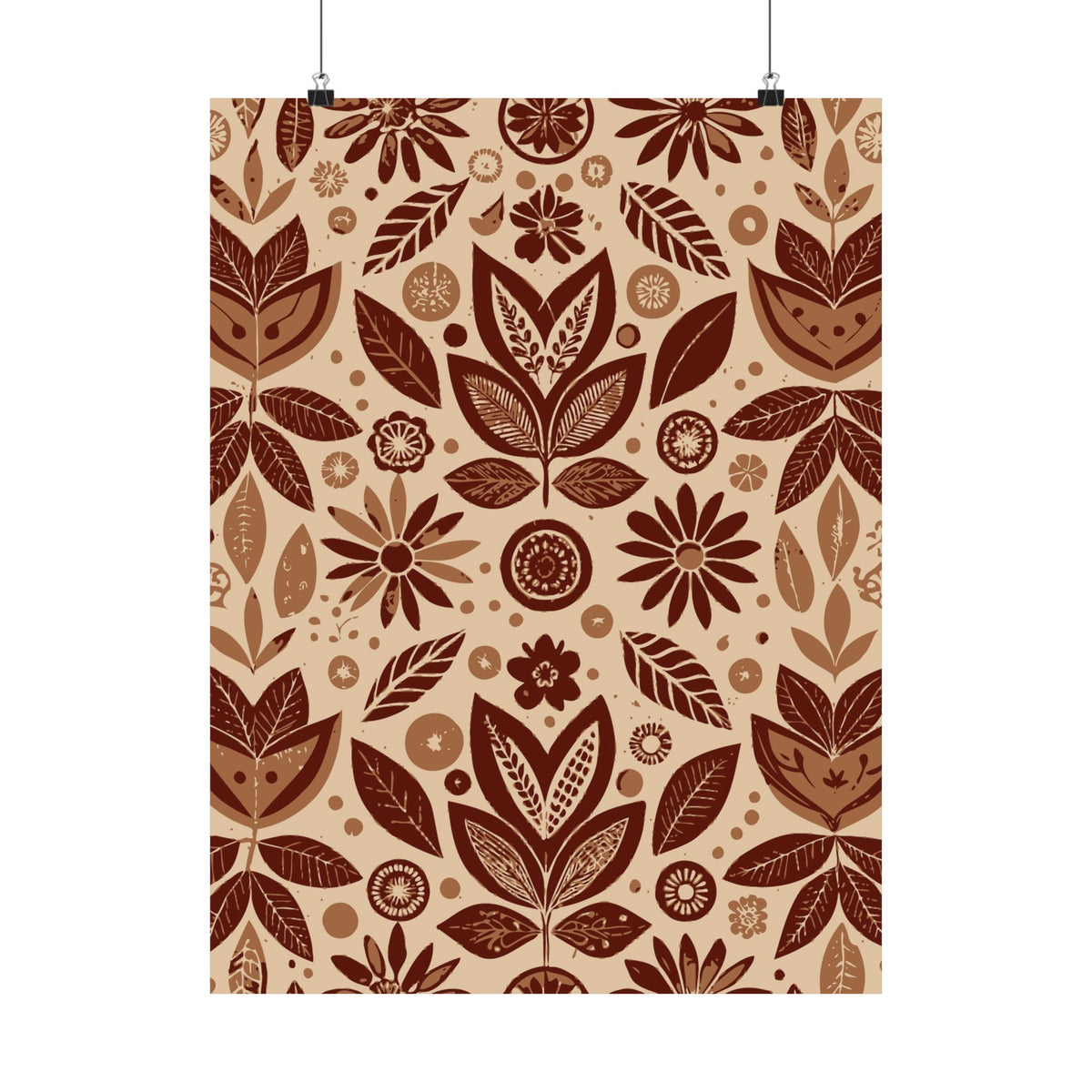 Folk Floral Pattern, Aztec Inspired 02 - 18 in x 24 in Matte Poster