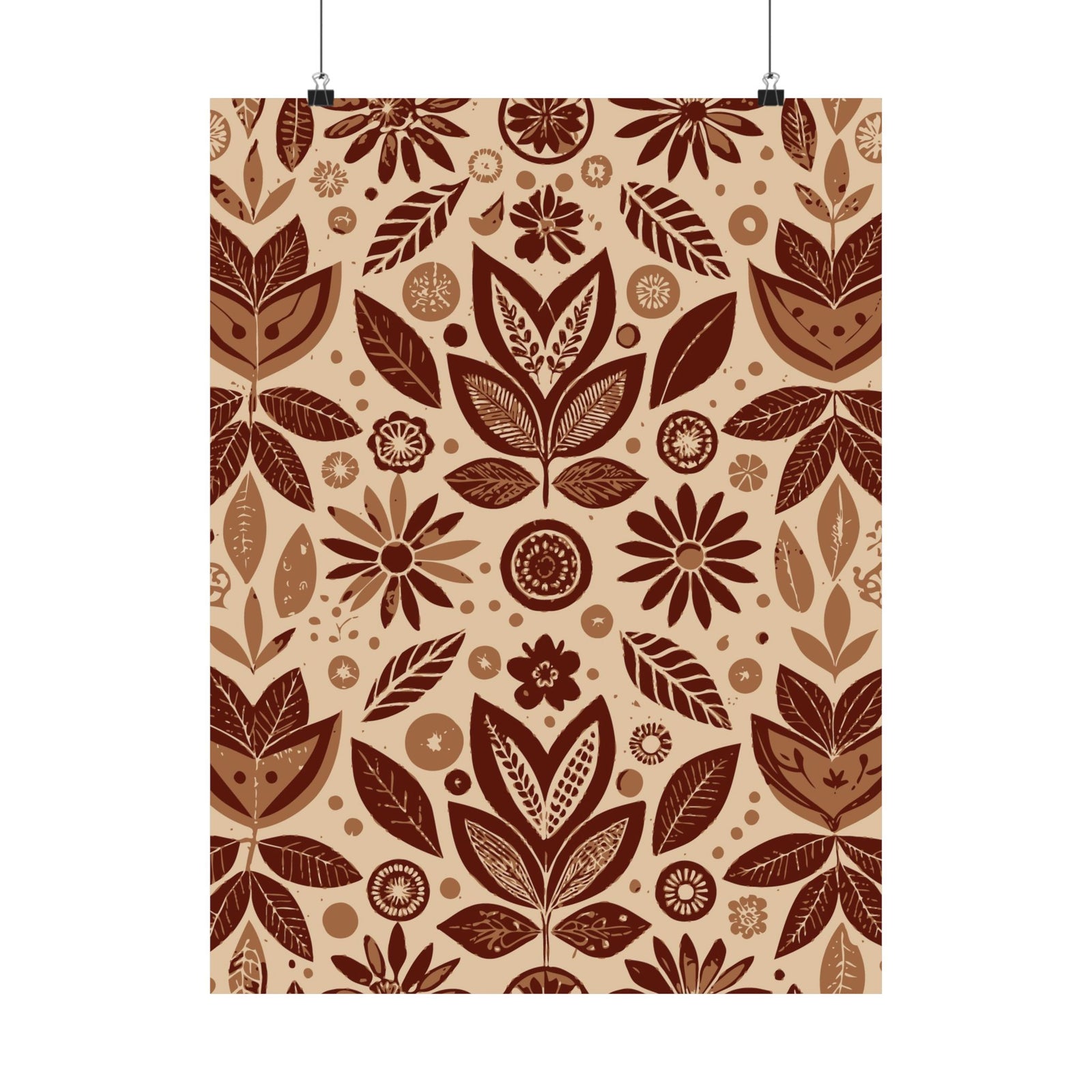 Folk Floral Pattern, Aztec Inspired 02 - 18 in x 24 in Matte Poster