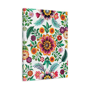 Folk Floral Pattern, Mexican Inspired 01 - 18 in x 24 in Matte Canvas, Stretched, 1.25 in
