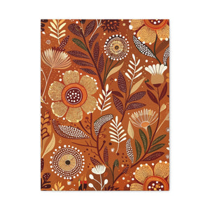Folk Floral Pattern, Aboriginal Inspired 01 - 18 in x 24 in Matte Canvas, Stretched, 1.25 in