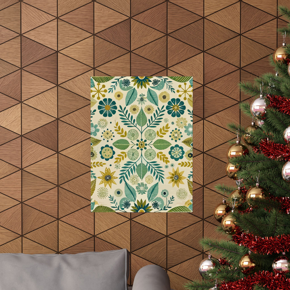Folk Floral Pattern, Scandinavian Inspired 01 - 18 in x 24 in Matte Poster