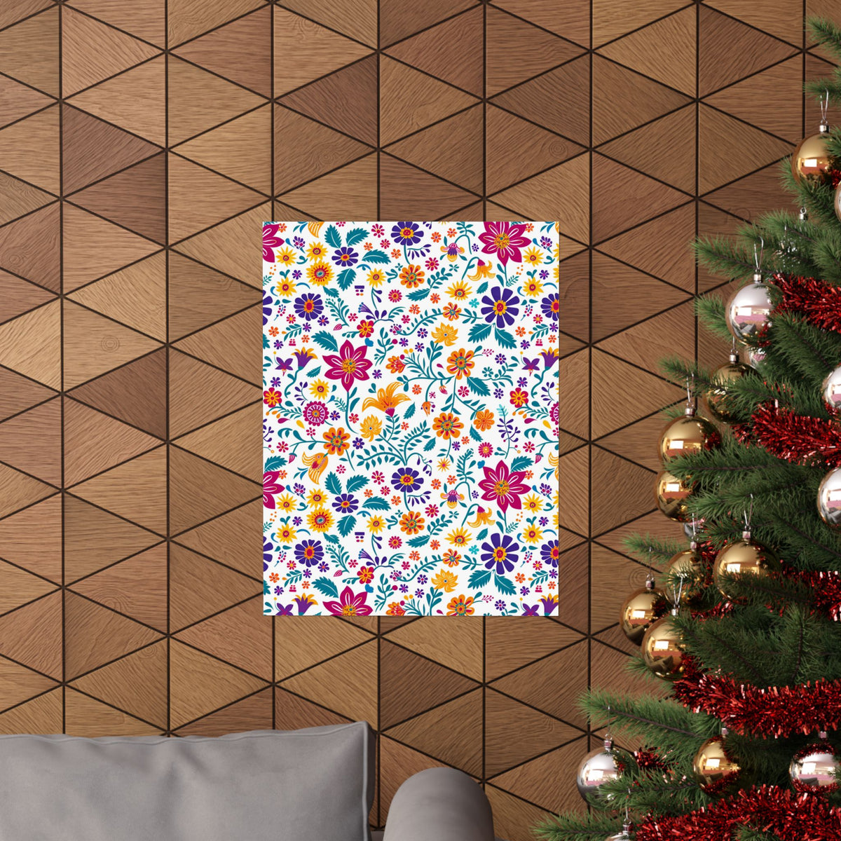Mexican Floral Fiesta Pattern 013 - 18 in x 24 in Matte Poster