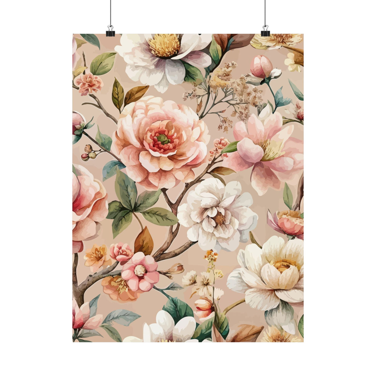 Folk Floral Pattern, Japanese Inspired 04 - 18 in x 24 in Matte Poster