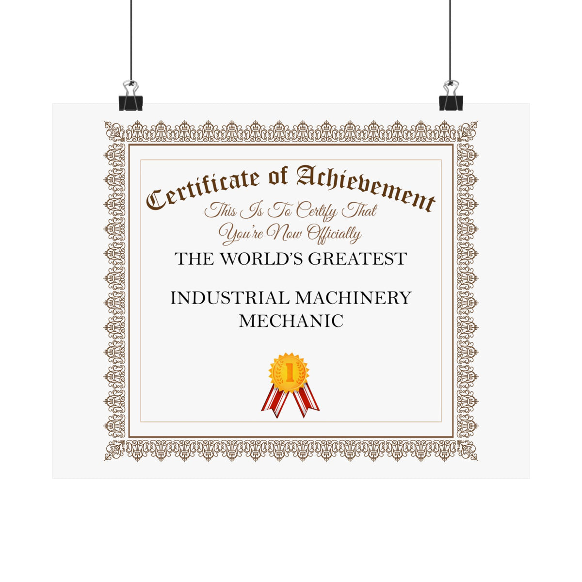 World's Greatest Industrial Machinery Mechanic - 14 in x 11 in Matte Poster